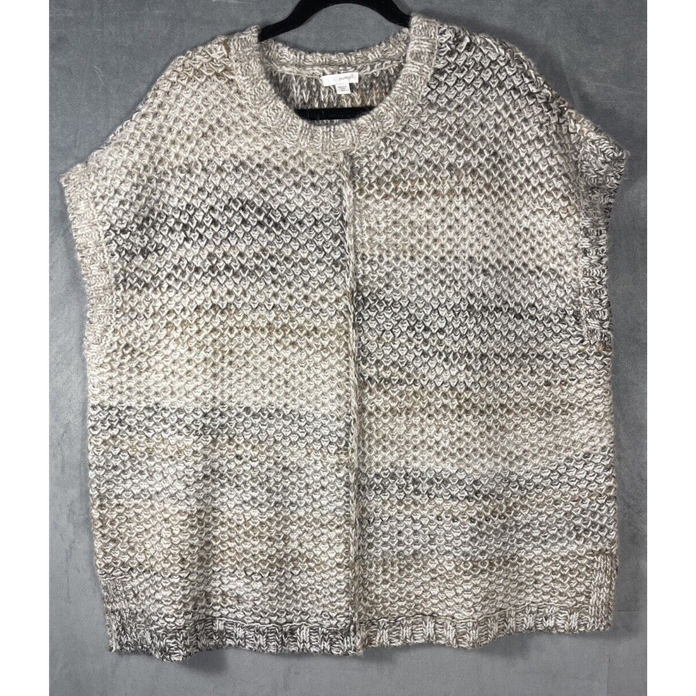 PURE J JILL Wool Mohair Chunky‎ Knit Boxy Oversized Poncho Vest Sweater Sz M-L